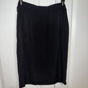 VTG JH COLLECTIBLES Sz 12 Black Lined Modest Career Skirt Knee Length Classic US